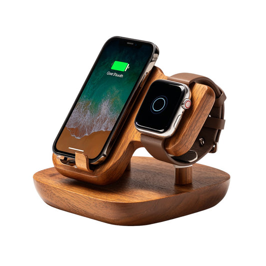 2-in-1 Wood Charging Station for Phone & Watch