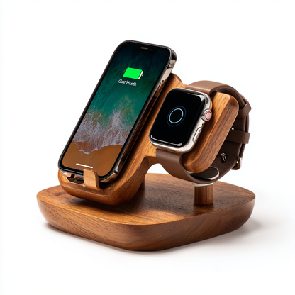 2-in-1 Wood Charging Station for Phone & Watch