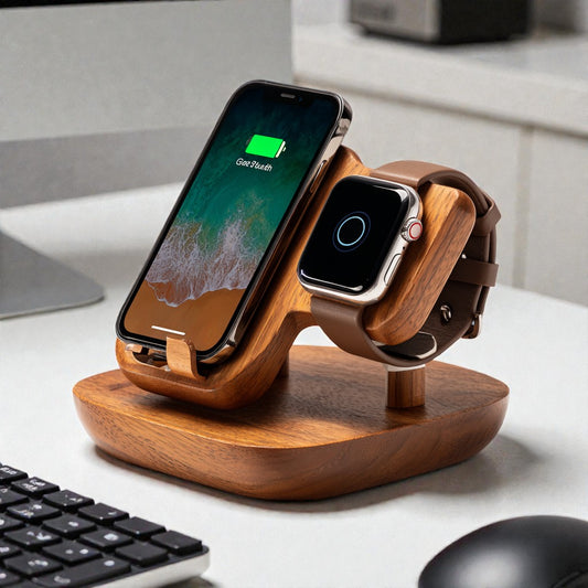 2-in-1 Wood Charging Station for Phone & Watch