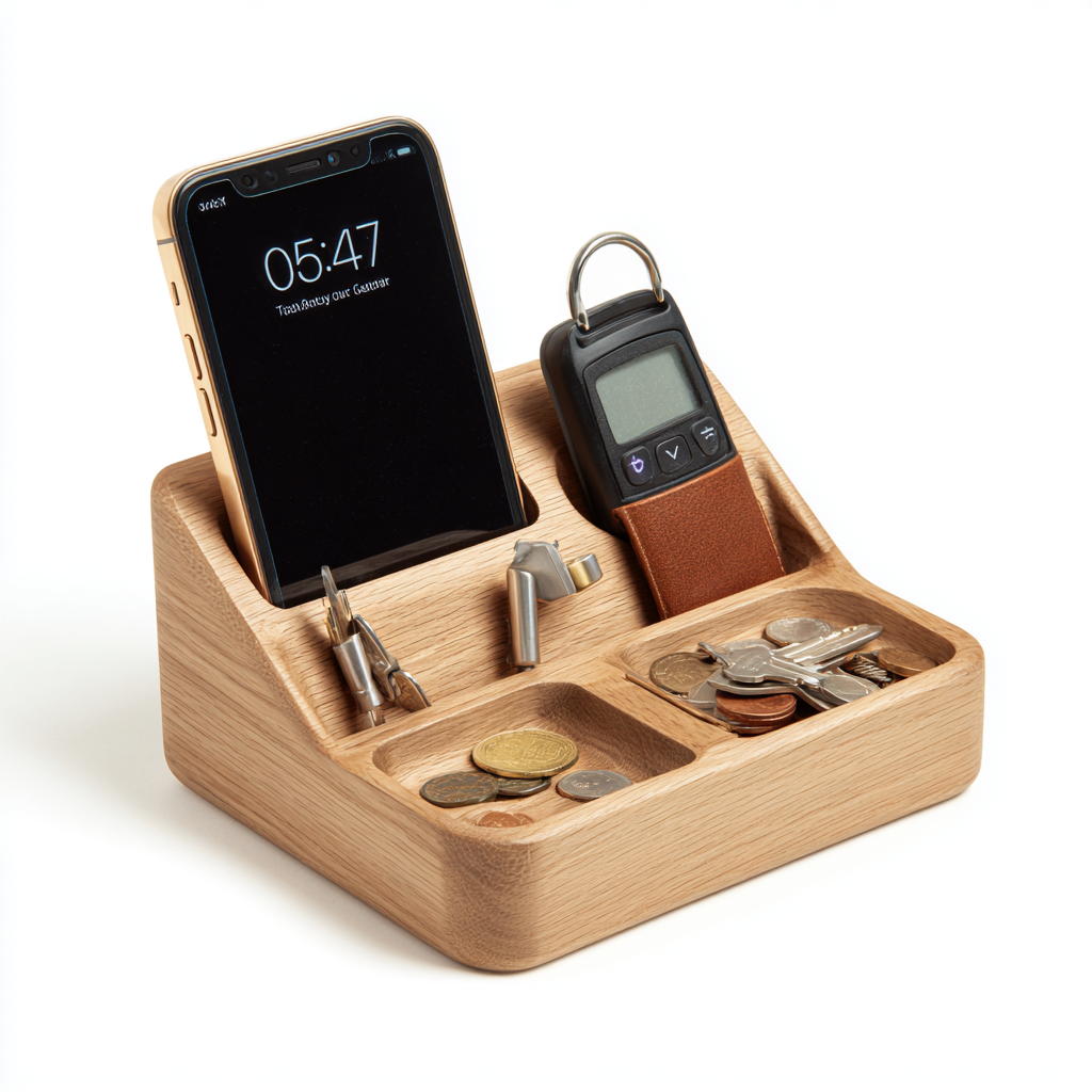 Wood Phone Docking Station & Organizer Tray