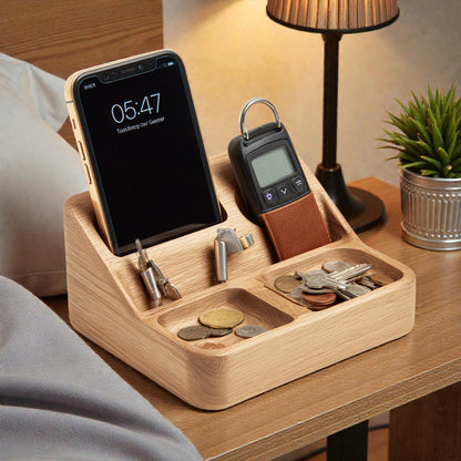 Wood Phone Docking Station & Organizer Tray