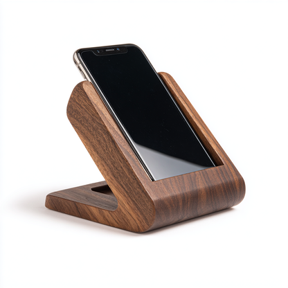 Solid Walnut Wood Phone Stand - Minimalist Design