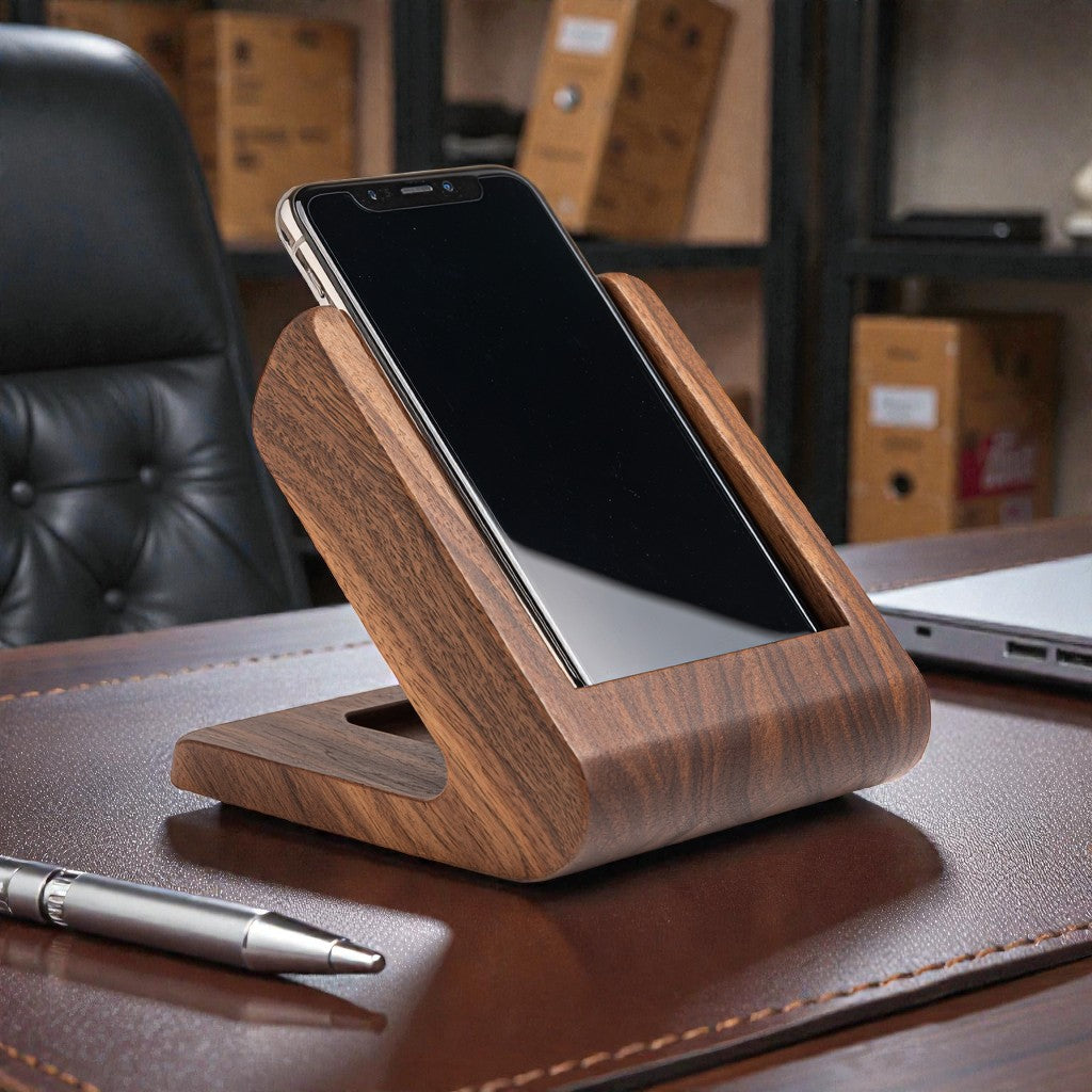 Solid Walnut Wood Phone Stand - Minimalist Design